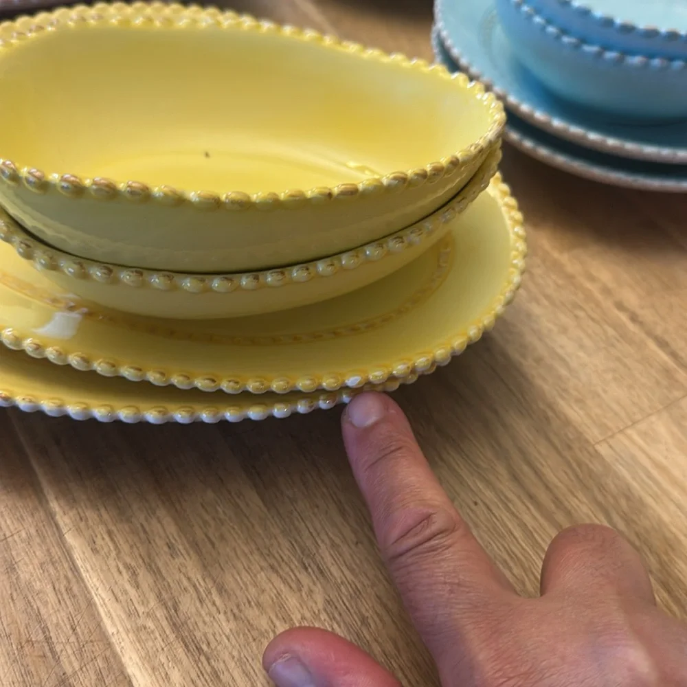 POTTERYBARN beaded egg plates set